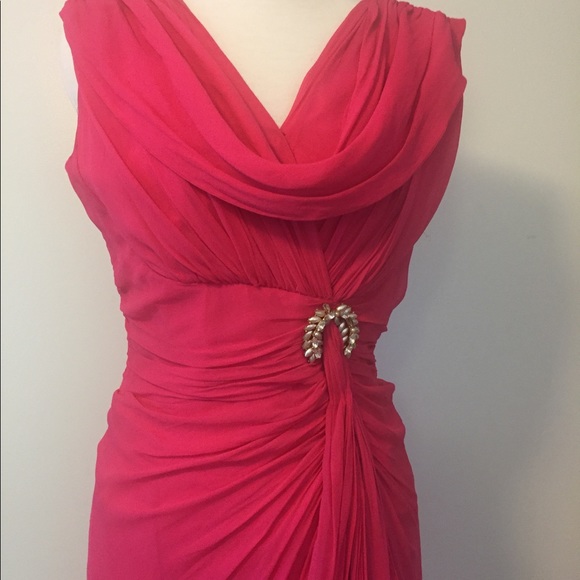 Vintage 1950s Bright Pink Chiffon Cocktail Dress - Picture 4 of 12
